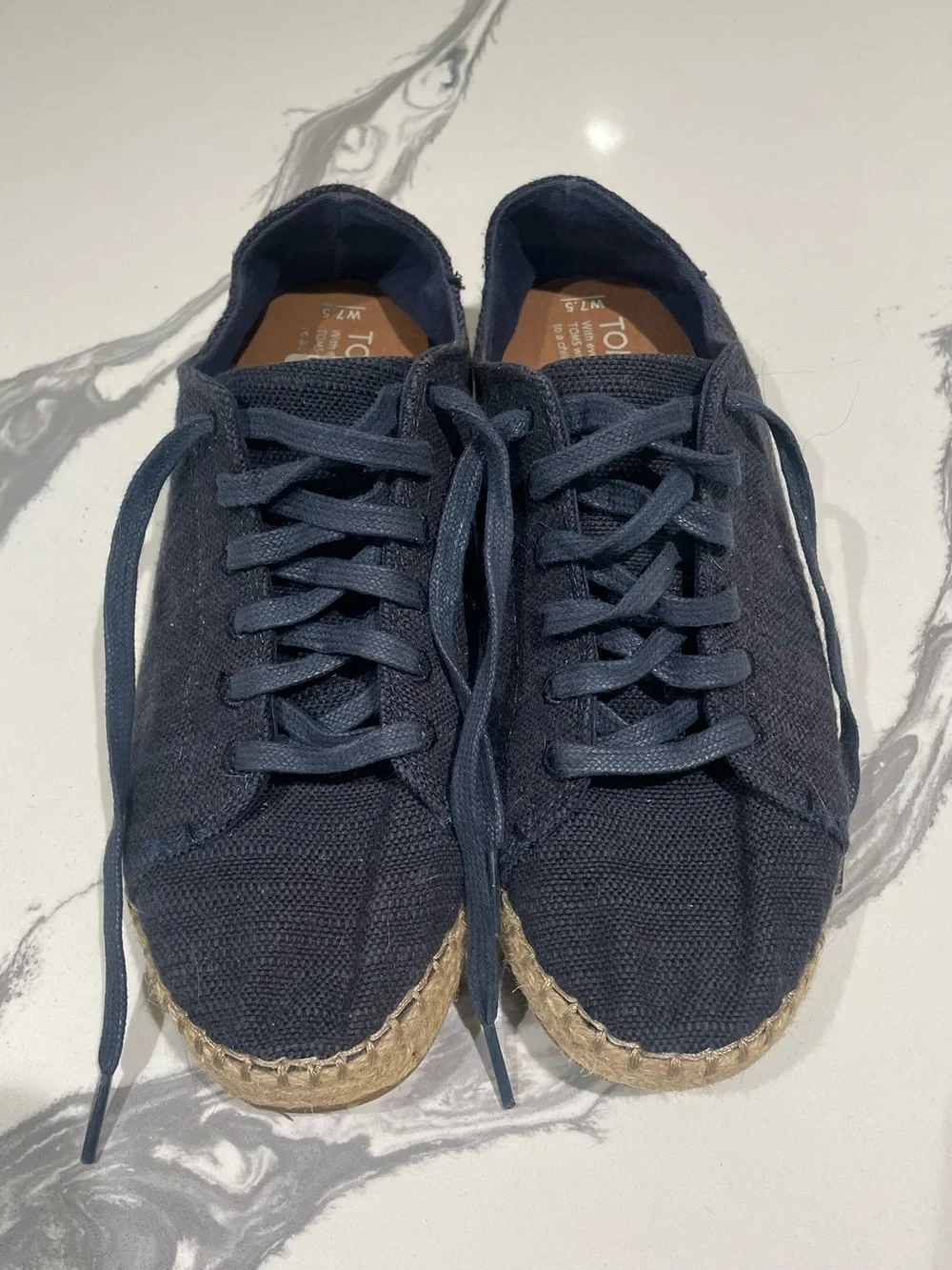 Toms Women Dark Blue Canvas Espadrille Sneaker Size 7.5